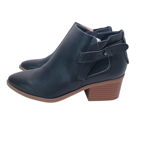 A New Day Booties Black Faux Leather Side Buckle Zipper Nikki Boots Size 7.5 NEW - Picture 14 of 15